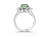 White gold Three-Stone Fancy Green Asscher  Cut Diamond Pavé Band with Four-Prong Setting_3