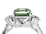 White gold Three-Stone Fancy Green Asscher  Cut Diamond Pavé Band with Four-Prong Setting_4