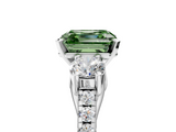 White gold Three-Stone Fancy Green Asscher  Cut Diamond Pavé Band with Four-Prong Setting_5