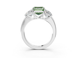 White gold Three-Stone Fancy Green Asscher  Cut Diamond Ring with Channel-Set Band and Four-Prong Setting_20