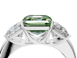 White gold Three-Stone Fancy Green Asscher  Cut Diamond Ring with Channel-Set Band and Four-Prong Setting_26