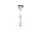 White gold Three-Stone Fancy Green Asscher  Cut Diamond Ring with Pear Side Stones in Four-Prong Setting_2