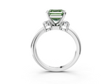 White gold Three-Stone Fancy Green Asscher  Cut Diamond Solitaire with Prong Setting and Classic Band_3