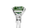 White gold Three-Stone Fancy Green Asscher  Cut Diamond Solitaire with Prong Setting and Classic Band_5