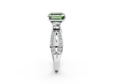 White gold Three-Stone Fancy Green Asscher  Cut Diamond Twist Band with Prong Setting_19