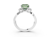White gold Three-Stone Fancy Green Asscher  Cut Diamond Twist Band with Prong Setting_20