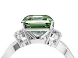 White gold Three-Stone Fancy Green Asscher  Cut Diamond Twist Band with Prong Setting_21