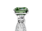White gold Three-Stone Fancy Green Asscher  Cut Diamond Twist Band with Prong Setting_22