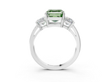 White gold Three-Stone Fancy Green Asscher  Cut Solitaire Ring with Prong Setting_6