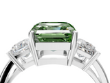 White gold Three-Stone Fancy Green Asscher  Cut Solitaire Ring with Prong Setting_7
