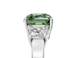 White gold Three-Stone Fancy Green Asscher  Cut Solitaire Ring with Prong Setting_8