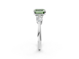 White gold Three-Stone Fancy Green Asscher  Diamond Ring with Pear Side Stones in Four-Prong Setting_19