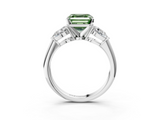 White gold Three-Stone Fancy Green Asscher  Diamond Ring with Pear Side Stones in Four-Prong Setting_20
