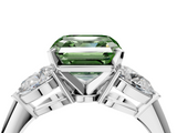 White gold Three-Stone Fancy Green Asscher  Diamond Ring with Pear Side Stones in Four-Prong Setting_21