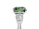 White gold Three-Stone Fancy Green Asscher  Diamond Ring with Pear Side Stones in Four-Prong Setting_22