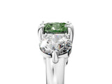 White gold Three-Stone Fancy Green Cushion  Brilliant Cut Solitaire Ring with Prong Setting on a Classic Band 1