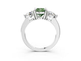 White gold Three-Stone Fancy Green Cushion  Brilliant Cut Solitaire Ring with Prong Setting on a Classic Band 5