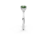 White gold Three-Stone Fancy Green Cushion Cut Brilliant Diamond Solitaire Ring with Tapered Band and Four-Prong Setting_49
