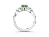 White gold Three-Stone Fancy Green Cushion Cut Brilliant Diamond Solitaire Ring with Tapered Band and Four-Prong Setting_49