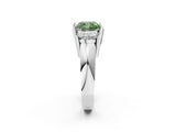 White gold Three Stone Fancy Green Cushion Cut Cut Channel Set Diamond Ring_26