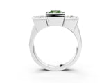 White gold Three Stone Fancy Green Cushion Cut Cut Channel Set Diamond Ring_27