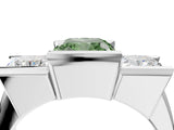 White gold Three Stone Fancy Green Cushion Cut Cut Channel Set Diamond Ring_28