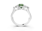 White gold Three-Stone Fancy Green Cushion Cut Cut Classic Band Prong Setting Ring_3