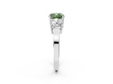 White gold Three-Stone Fancy Green Cushion Cut Cut Diamond Engagement Ring with Flat Band and Four-Prong Setting_14