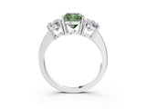 White gold Three-Stone Fancy Green Cushion Cut Cut Diamond Engagement Ring with Flat Band and Four-Prong Setting_15