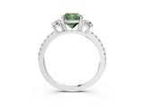 White gold Three-Stone Fancy Green Cushion Cut Cut Diamond Pavé Band with Prong Setting_30