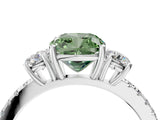 White gold Three-Stone Fancy Green Cushion Cut Cut Diamond Pavé Band with Prong Setting_31