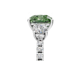 White gold Three-Stone Fancy Green Cushion Cut Cut Diamond Pavé Band with Prong Setting_32