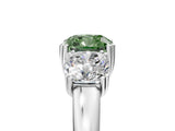 White gold Three-Stone Fancy Green Cushion Cut Cut Diamond Ring with Channel Set Band and Four-Prong Setting_11