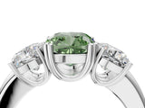 White gold Three-Stone Fancy Green Cushion Cut Cut Diamond Ring with Channel Set Band and Four-Prong Setting_16