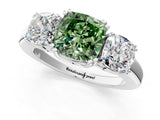 White gold Three-Stone Fancy Green Cushion Cut Cut Diamond Ring with Channel Set Band and Four-Prong Setting_37