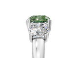 White gold Three-Stone Fancy Green Cushion Cut Cut Diamond Ring with Channel Set Band and Four-Prong Setting_41