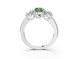 White gold Three-Stone Fancy Green Cushion Cut Cut Diamond Ring with Channel Set Band and Four-Prong Setting_9