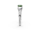 White gold Three-Stone Fancy Green Cushion Cut Cut Diamond Ring with Channel-Set Band and Prong Setting_2