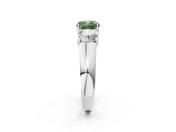 White gold Three-Stone Fancy Green Cushion Cut Cut Diamond Ring with Prong Setting and Classic Band_14