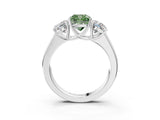 White gold Three-Stone Fancy Green Cushion Cut Cut Diamond Ring with Prong Setting and Classic Band_3