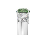 White gold Three-Stone Fancy Green Cushion Cut Cut Diamond Ring with Prong Setting and Classic Band_5