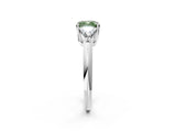 White gold Three-Stone Fancy Green Cushion Cut Cut Diamond Ring with Trillion Side Stones and Four-Prong Setting_13