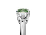 White gold Three-Stone Fancy Green Cushion Cut Cut Diamond Ring with Trillion Side Stones and Four-Prong Setting_16