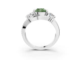 White gold Three-Stone Fancy Green Cushion Cut Cut Diamond Split Shank Prong Set Ring_15