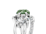 White gold Three-Stone Fancy Green Cushion Cut Cut Diamond Split Shank Prong Set Ring_17