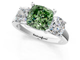 White gold Three-Stone Fancy Green Cushion Cut Cut Solitaire Ring with Classic Prong Setting_13