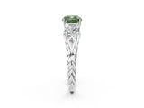White gold Three-Stone Fancy Green Cushion Cut Diamond Braided Band Ring with Four-Prong Setting_75