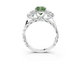 White gold Three-Stone Fancy Green Cushion Cut Diamond Braided Band Ring with Four-Prong Setting_76