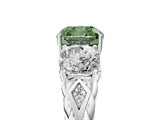 White gold Three-Stone Fancy Green Cushion Cut Diamond Braided Band Ring with Four-Prong Setting_78