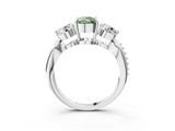 White gold Three-Stone Fancy Green Cushion Cut Diamond Channel Set Engagement Ring with Prong Setting_15